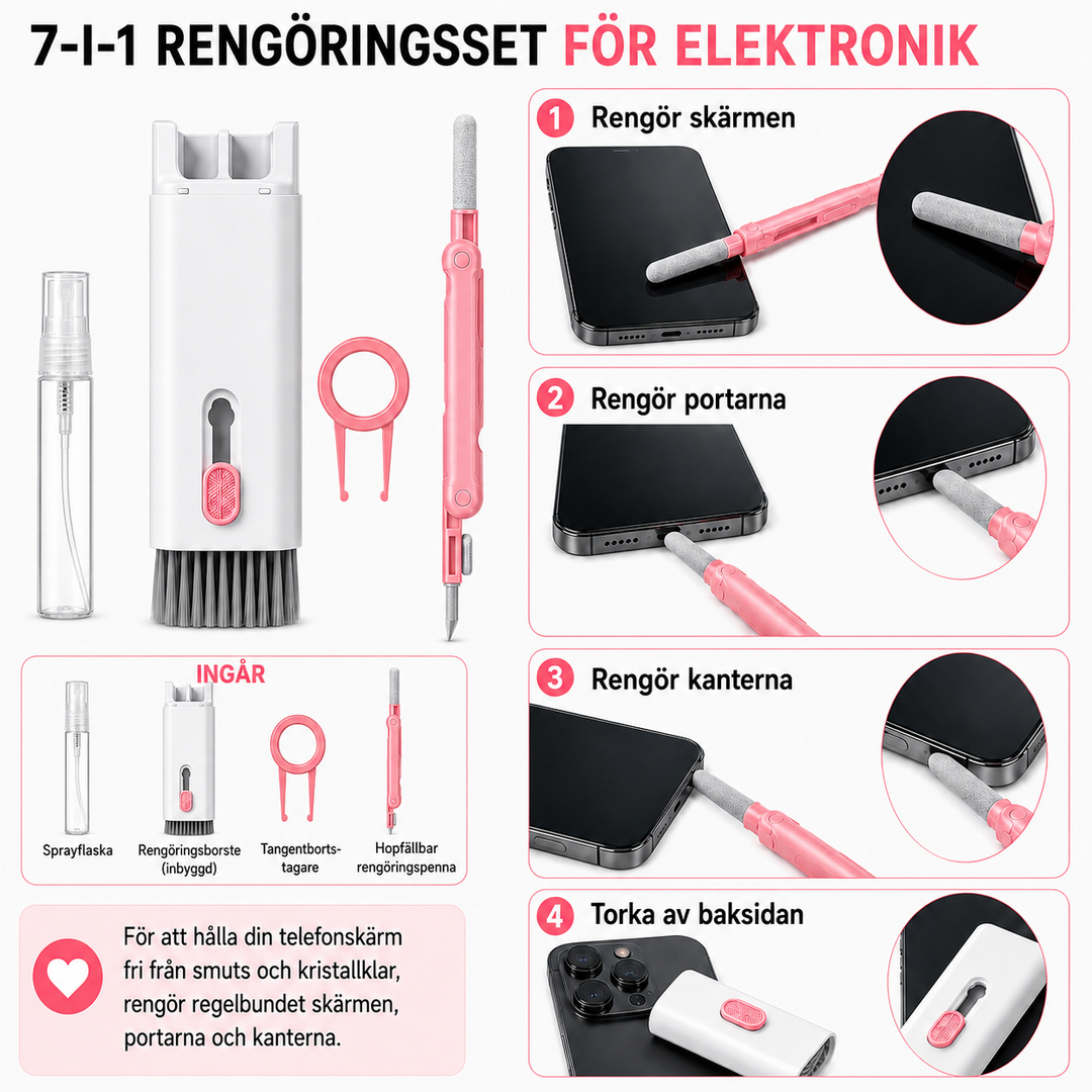 Rengöringsset för elektronik – 7-i-1