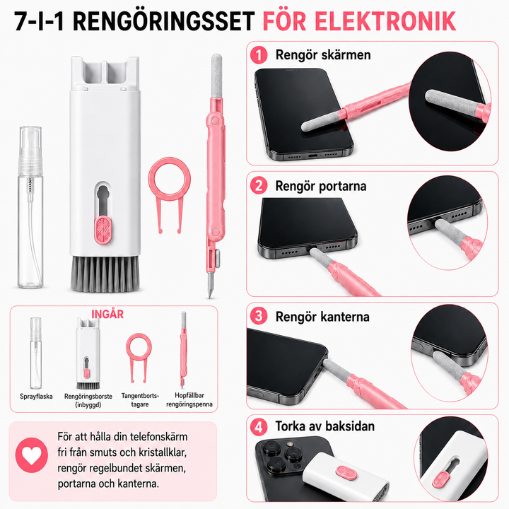 Rengöringsset för elektronik – 7-i-1